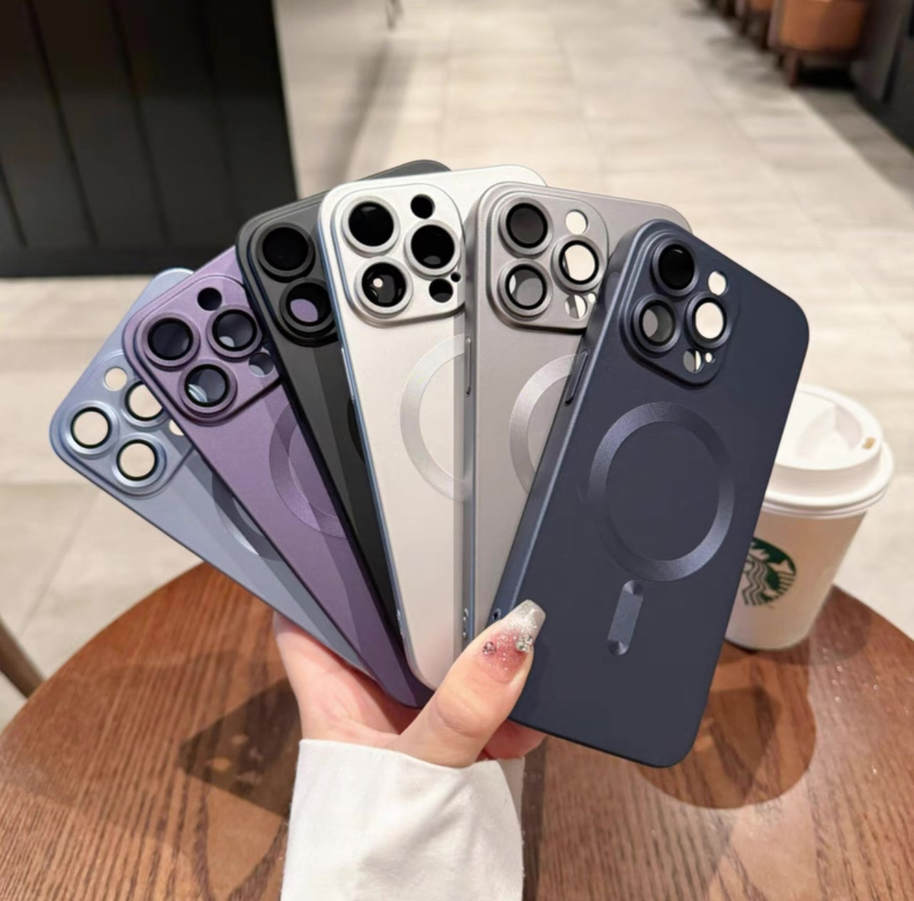 (New 2024 Style!) Premium Metallic Crystal MagSafe Phone Case with Build-on Lens Protector- iPhones (New 2024 Style!) Premium Metallic Crystal MagSafe Phone Case with Build-on Lens Protector- iPhones